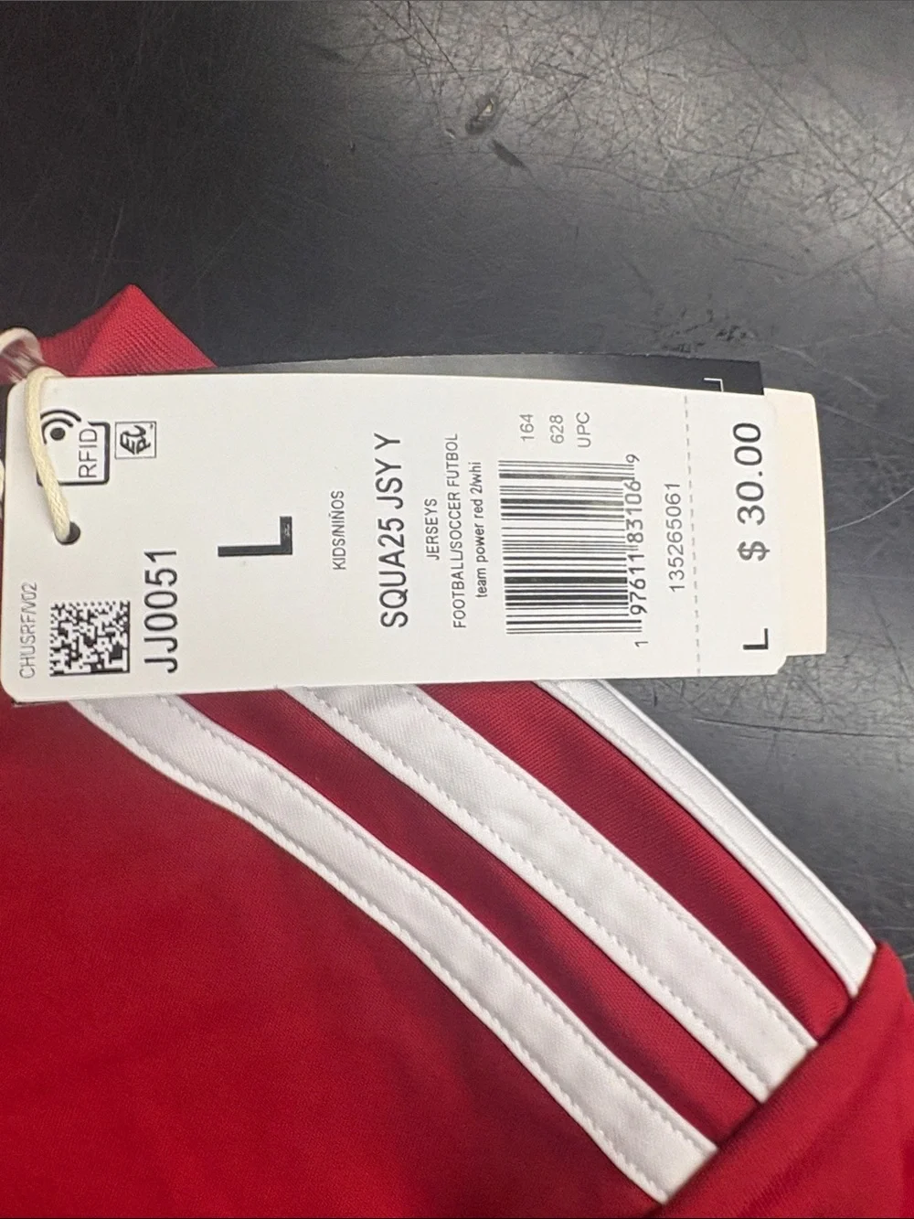 Adidas Red Performance Tee with White Stripes